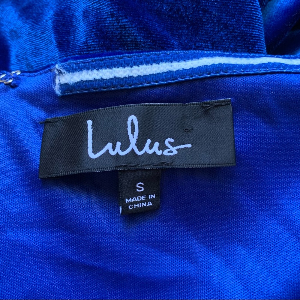Lulu’s Lani Royal Blue Velvet Off Shoulder Skater Dress NWT - Picture 6 of 8